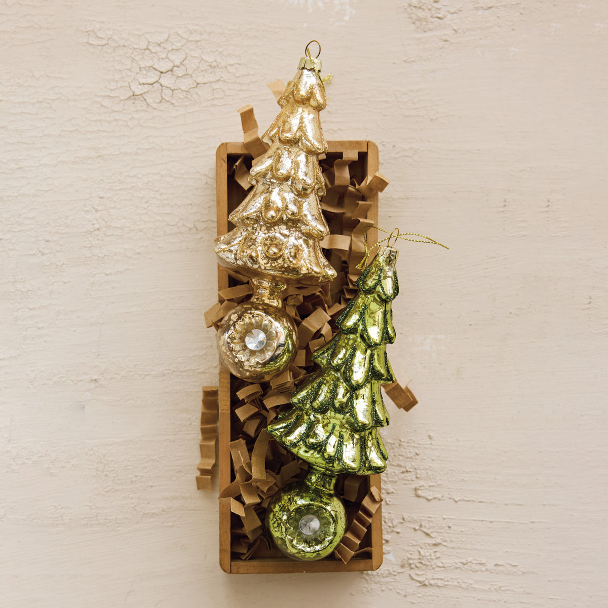 Mercury Glass Tree Ornament w/ Witch's Eye Base