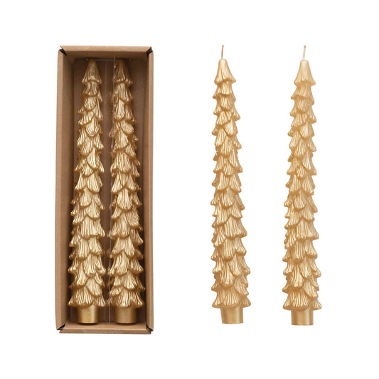 Unscented Gold Tree Shaped Taper Candles