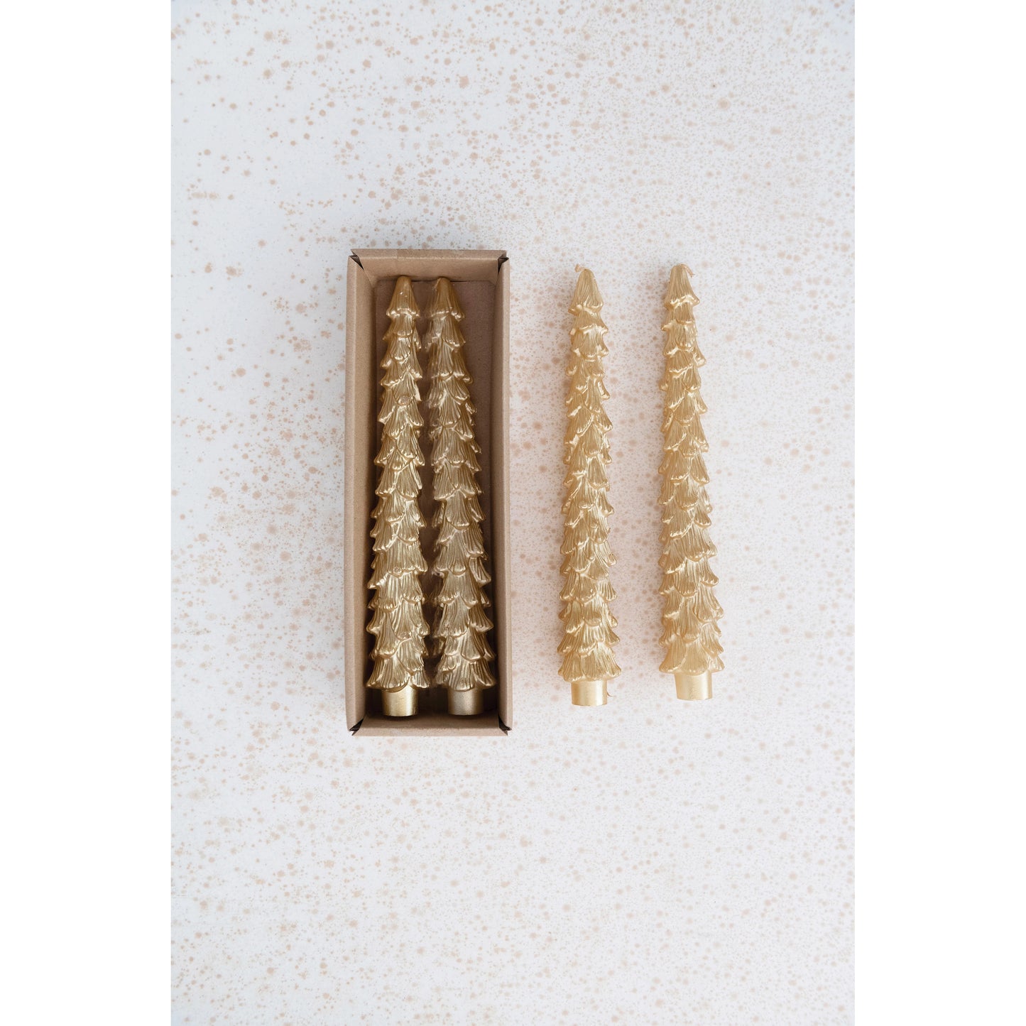 Unscented Gold Tree Shaped Taper Candles