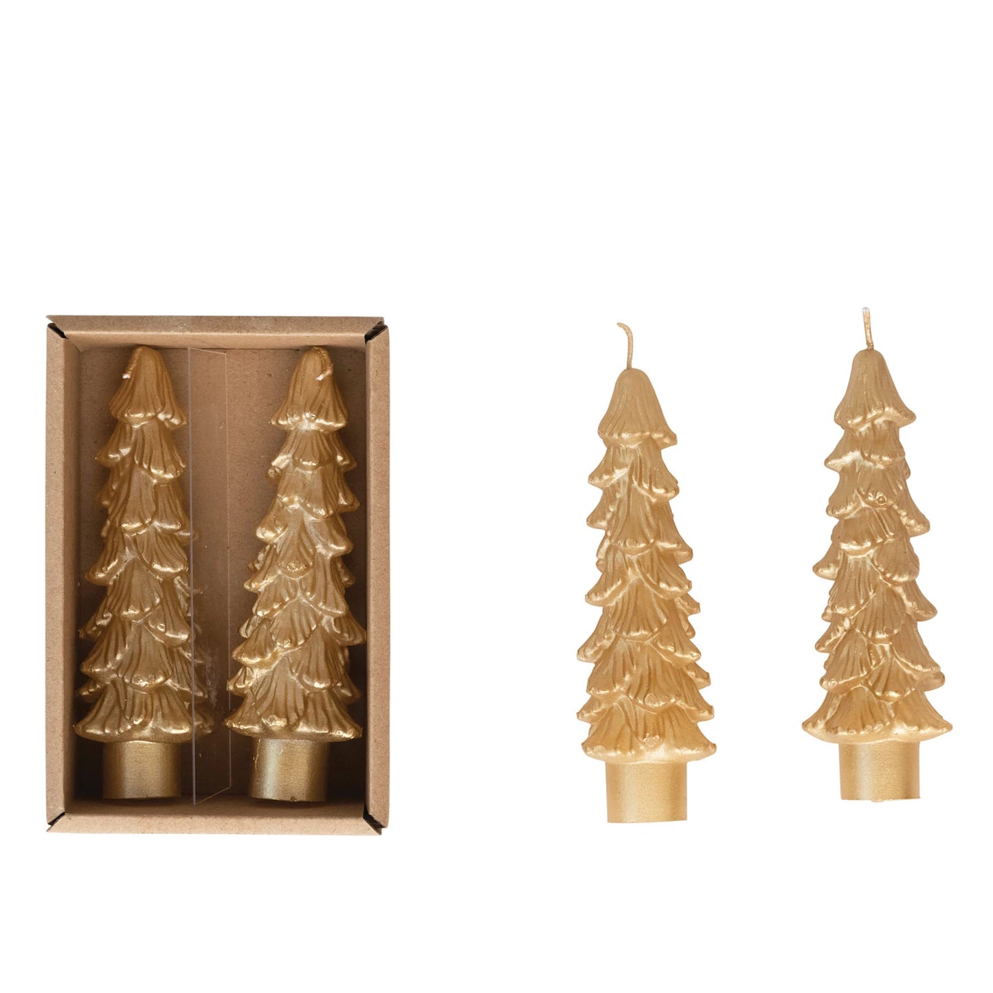Unscented Gold Tree Shaped Taper Candles