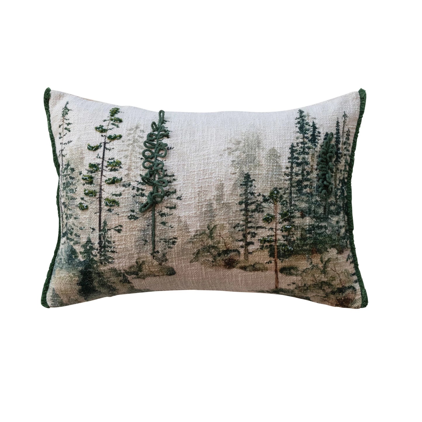 20"L x 14"H Cotton Evergreen Tree Lumbar Pillow