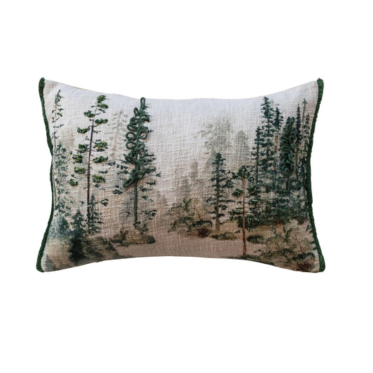 20"L x 14"H Cotton Evergreen Tree Lumbar Pillow
