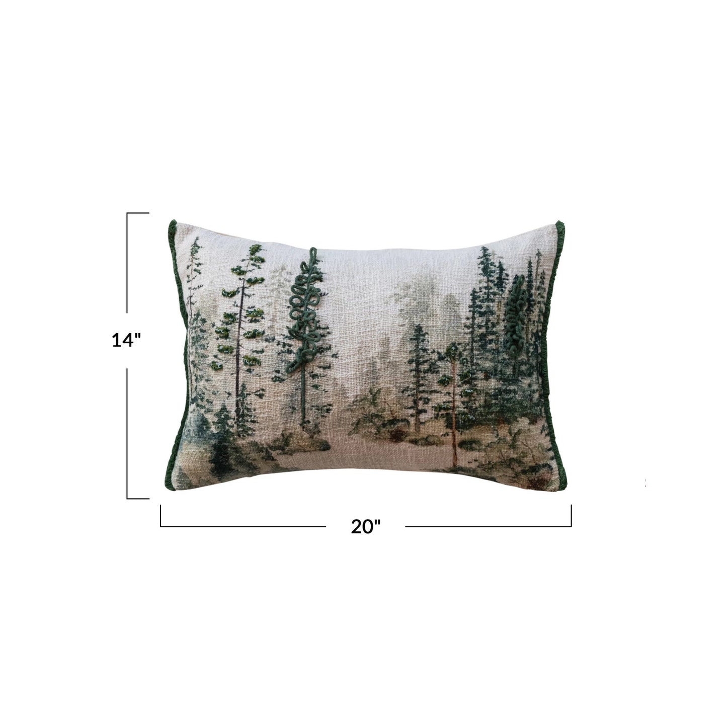 20"L x 14"H Cotton Evergreen Tree Lumbar Pillow