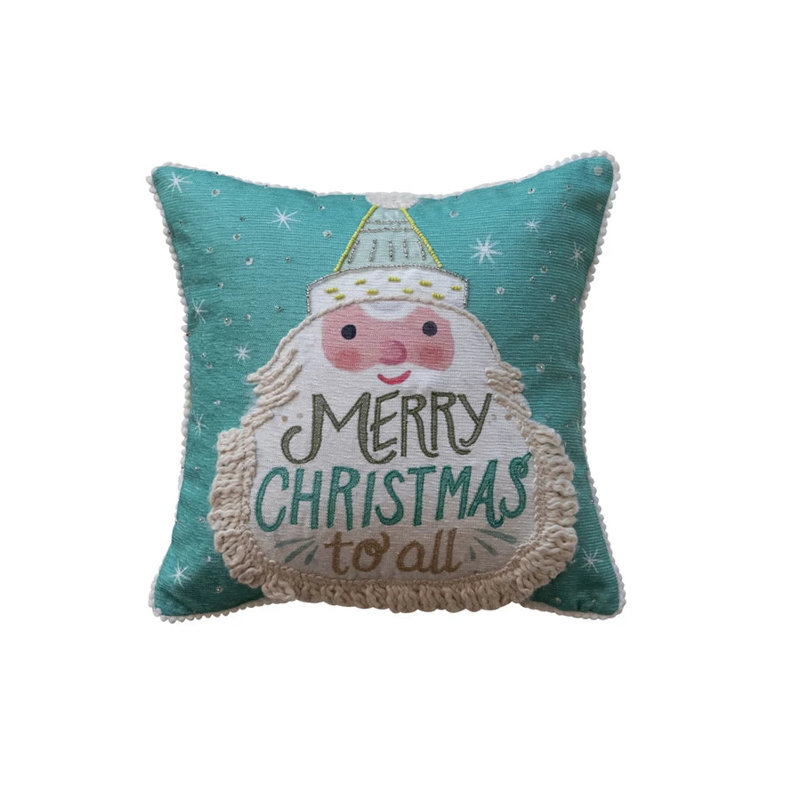 12" Square Cotton Blend Santa Pillow