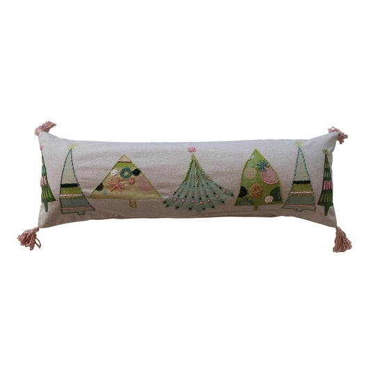 36"L x 12"H Cotton Christmas Tree Lumbar Pillow