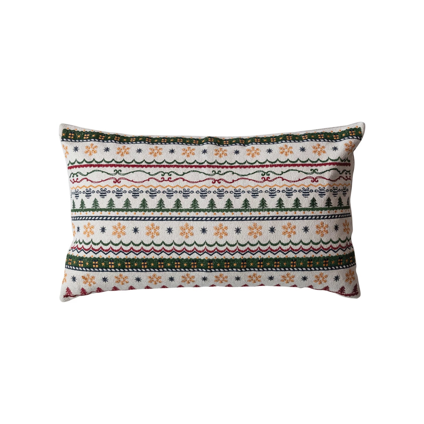 Cotton Embroidered Lumbar Pillow