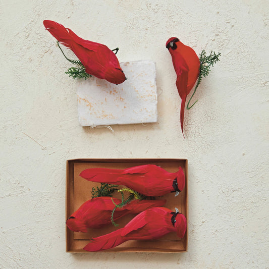 Foam & Feather Cardinal Clip Set