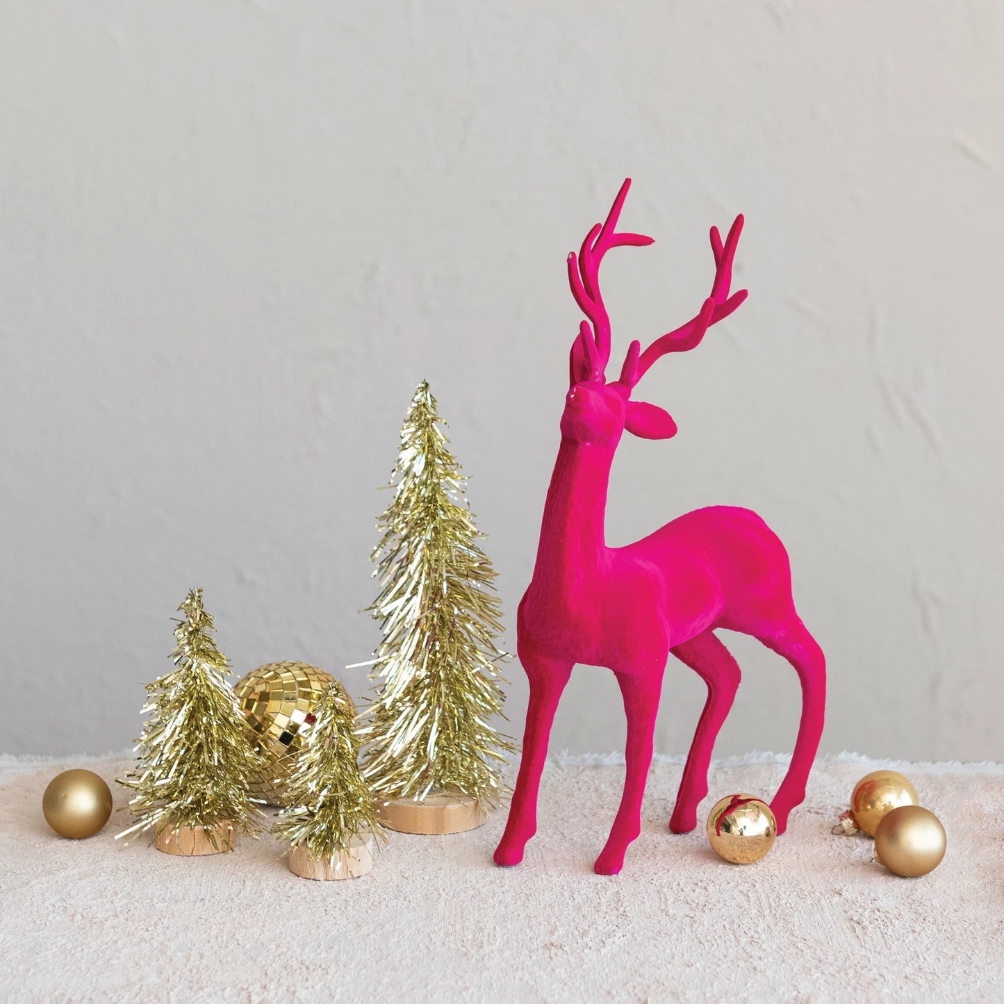 Flocked Plastic Standing Reindeer