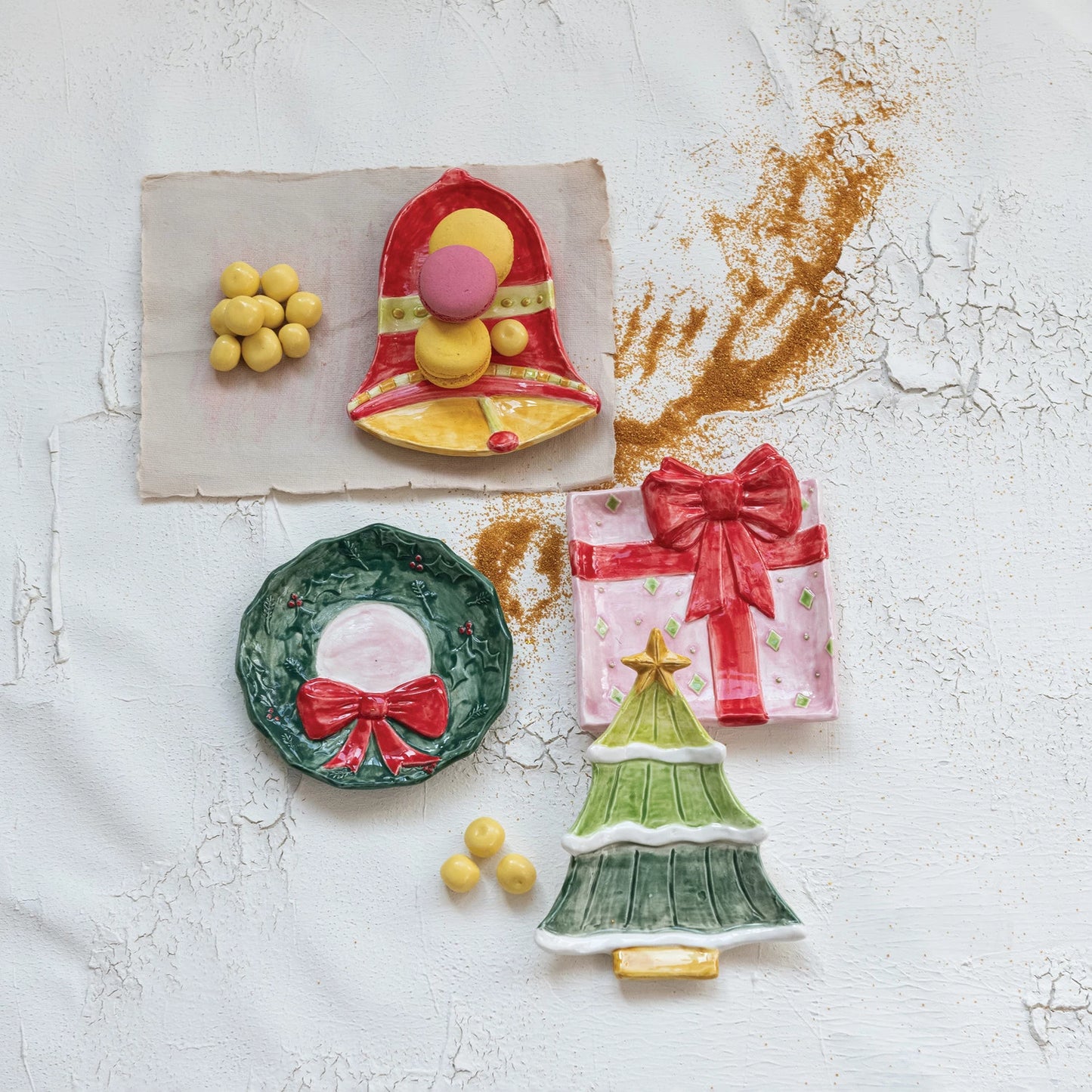 Hand Painted Stoneware Holiday Dish