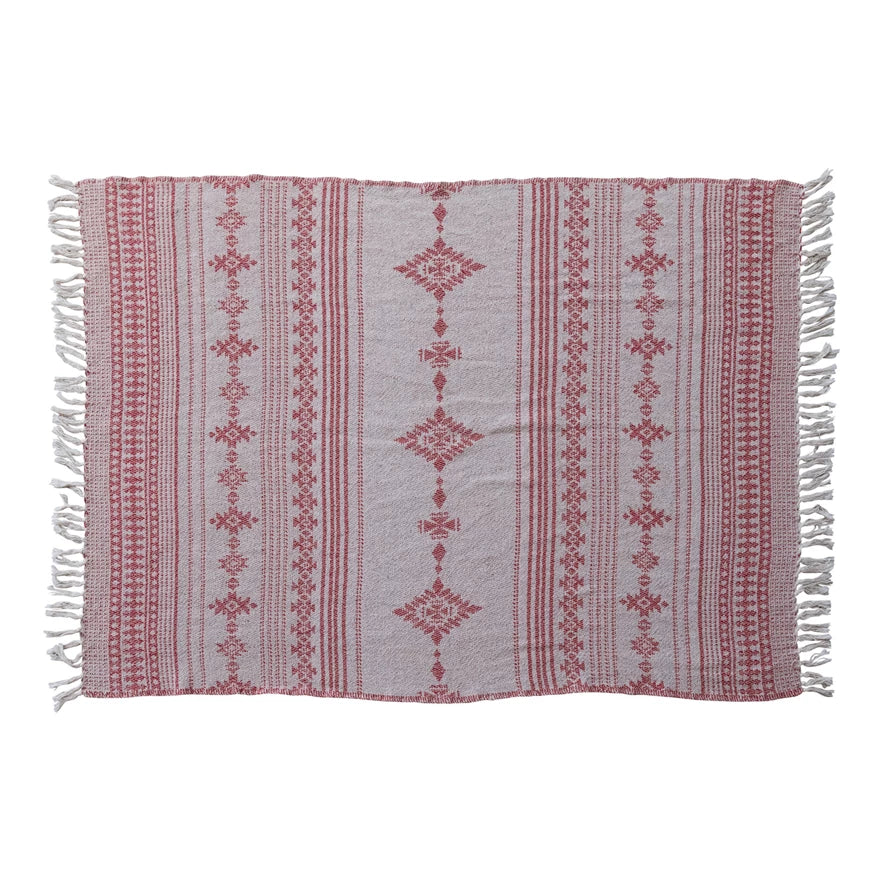 Woven Red & White Sweater Pattern Throw