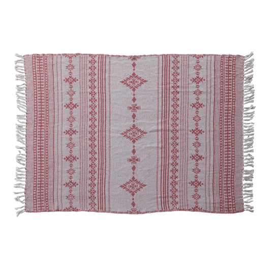 Woven Red & White Sweater Pattern Throw