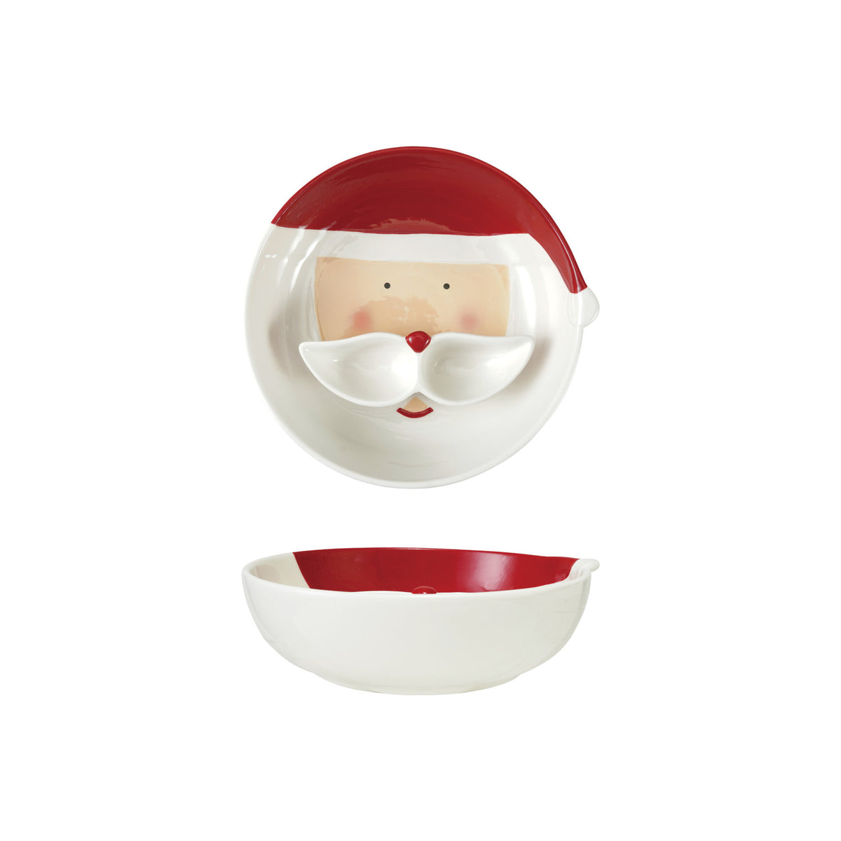 Hand Painted Ceramic Santa Bowl w Mustache